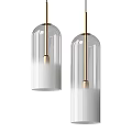 Modern Glass Pendant Lights With Gold Metal Frame And Transparent Shade Design