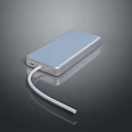 Silver Portable Power Bank With USB Cable For Laptop Charging