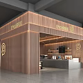 Modern Coffee Shop Kiosk With Wooden Panel Design And Counter