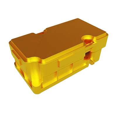 Golden Metal Mechanical Component With Precision Structural Holes And Block Design 3d model
