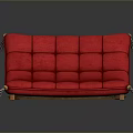 Red Foldable Sofa Bed With Tufted Upholstery And Metal Legs Design