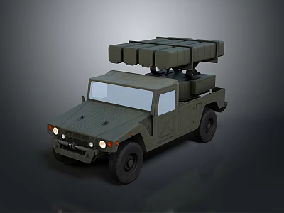 Green Military Armored Tank With Multiple Missile Launchers And Off Road Structure 3d model
