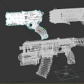Assorted Colorful Toy Guns Featuring Blue Green Camo Patterns And Playful Designs