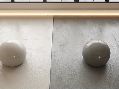 Two Tone Floor With White Gray Spheres And Strip Lighting Design 3d model