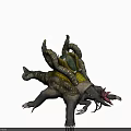 Fantasy Creature With Multiple Tentacles Carapace Spikes And Sharp Claws