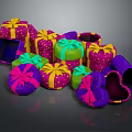 Colorful Gift Boxes With Yellow Pink Bows In Square Heart Shapes For Daily Living Supplies