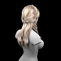 Woman With Long Blonde Braid And Upper Body Against Black Background