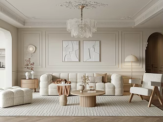 Cream Living Room French Living Room 3d model