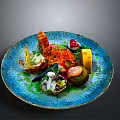 Elegant Colorful Seafood Platter With Lobster Sushi Tempura And Fresh Vegetables
