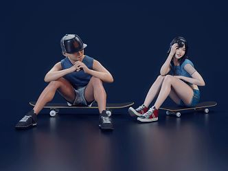 Modern Double Skateboard Single Board Skateboard Sports Fashion Skateboard Four Wheel Skateboarding Girl Boy 3d model