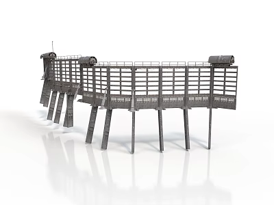 Industrial Metal Platform Structure With Multiple Support Legs And Safety Railing 3d model