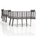 Industrial Metal Platform Structure With Multiple Support Legs And Safety Railing