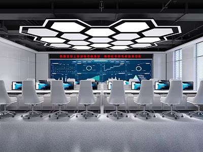 Modern Control Room Command Center 3d model