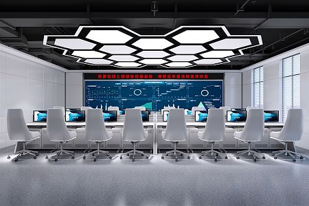 Modern Control Room Command Center 3d model