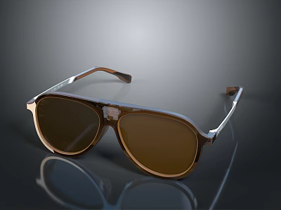 Stylish Modern Brown Frame Sunglasses With Dark Lenses Transparent Accents And Metallic Temples 3d model