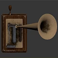 Vintage Gramophone With Wooden Base And Horn Shaped Speaker For Home Decor