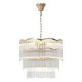 Luxurious Modern Chandelier with Gold Frame and Crystal Tassel Layered Design
