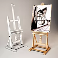 Wooden And White Easels With Canvas Painting Art Supplies
