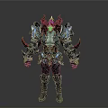 3D Fantasy Character With Blue Purple Armor Red Horns And Spiked Details