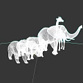 Wild Animal Models Elephant Giraffe Bear Rhino on Green Surface with Black Background