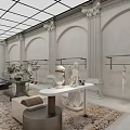 Elegant Classical Clothing Store Interior With Arches Columns Glass Ceiling And Racks