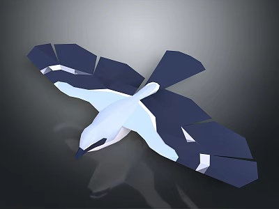 Blue And White Origami Eagle With Spread Wings Paper Craft Artwork 3d model