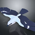 Blue And White Origami Eagle With Spread Wings Paper Craft Artwork 3d model
