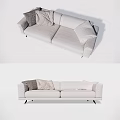 modern double sofa double sofa fabric leather 3d model