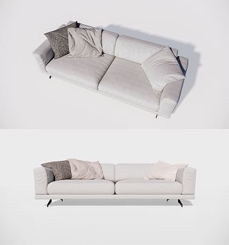 modern double sofa double sofa fabric leather 3d model