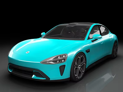 Blue Modern Sports Car With Sleek Body Black Roof And Alloy Wheels 3d model