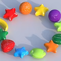 Colorful Assorted Shapes Children Toys With Stars Balls And Fruit Designs