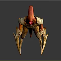 Game and Movie Character 3D Model With Red Horns Multiple Legs And Spiky Bony Structure