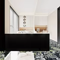 Modern Kids Room Interior with Curved Wall Bed Desk White Cabinets and Window Blinds