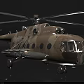 Vintage Military Helicopter With Camouflage Paint Detailed Rotor Blades And Fuselage