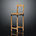 Wooden Bar Stool with High Back and Sturdy Legs for Modern Home Kitchen Bar