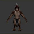 Anthropomorphic Lion Warrior Character With Red Mane Muscular Body And Black Loincloth Standing Pose