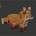 Pixel Art Fox 3D Rendered Colorful Character With Vibrant Orange Fur And Purple Legs