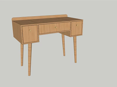 Simple Wooden Dressing Table With Drawers And Slender Legs Design 3d model
