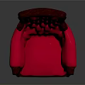Red Single Sofa With Wooden Arms Button Tufted Backrest And Wooden Legs