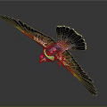 Falcon Flying With Spread Wings In Mid Air Against Gray Background