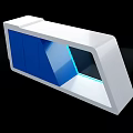 Modern White Reception Desk With Blue Panel And LED Lighting Design 3d model