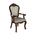 Classic Office Chair With Carved Backrest Armrests And Light Gray Upholstery