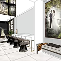 Elegant Bridal Shop Interior With Wedding Dresses On Mannequins Bird Cages And Chairs