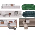 Modern Sofa Set Collection With Various Styles Colors Cushions And Throws 3d model