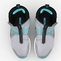 Gray And Light Blue High Top Shoes With Mesh Upper Straps And Light Blue Sole