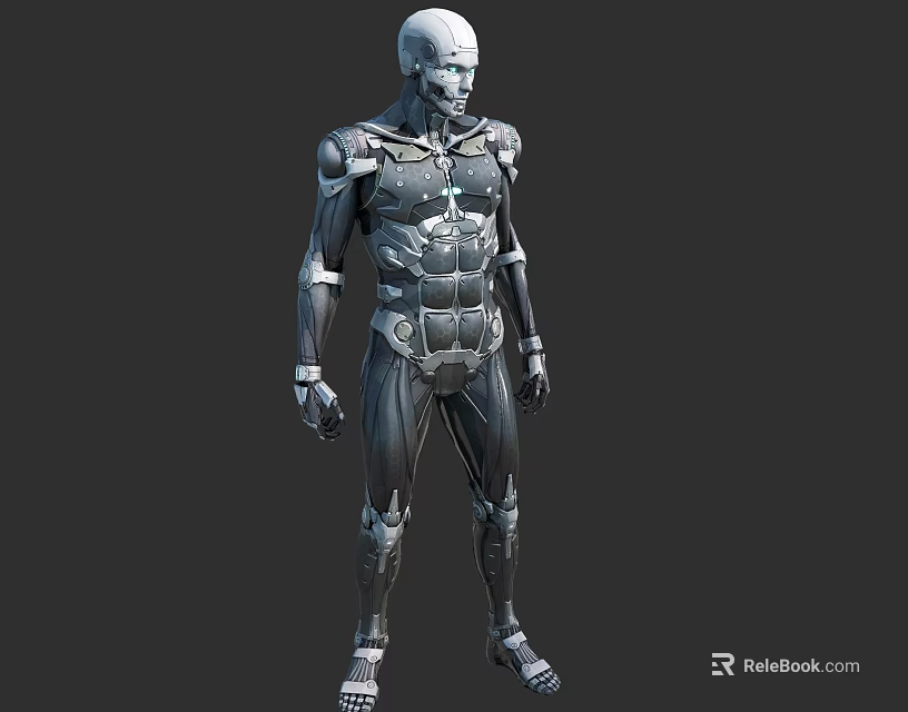 Humanoid Robot Featuring Mechanical Body Structure Detailed Armor And Futuristic Design Elements 3d model