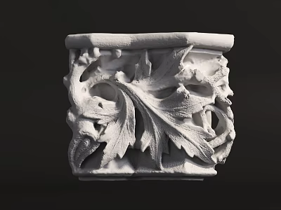 Ornamental Gypsum Cornice Featuring Intricate Leaf Carvings For Interior Design 3d model