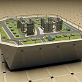 Commercial Equipment Urban Planning Model Featuring High Rise Buildings Roads And Green Areas