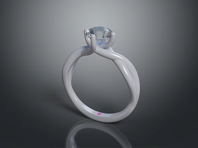 Modern Elegant White Ring With Twisted Band And Clear Gemstone Design 3d model
