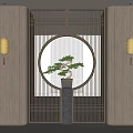 New Chinese Style Partition Porch Landscape Pointed Plant Screen Partition 3d model